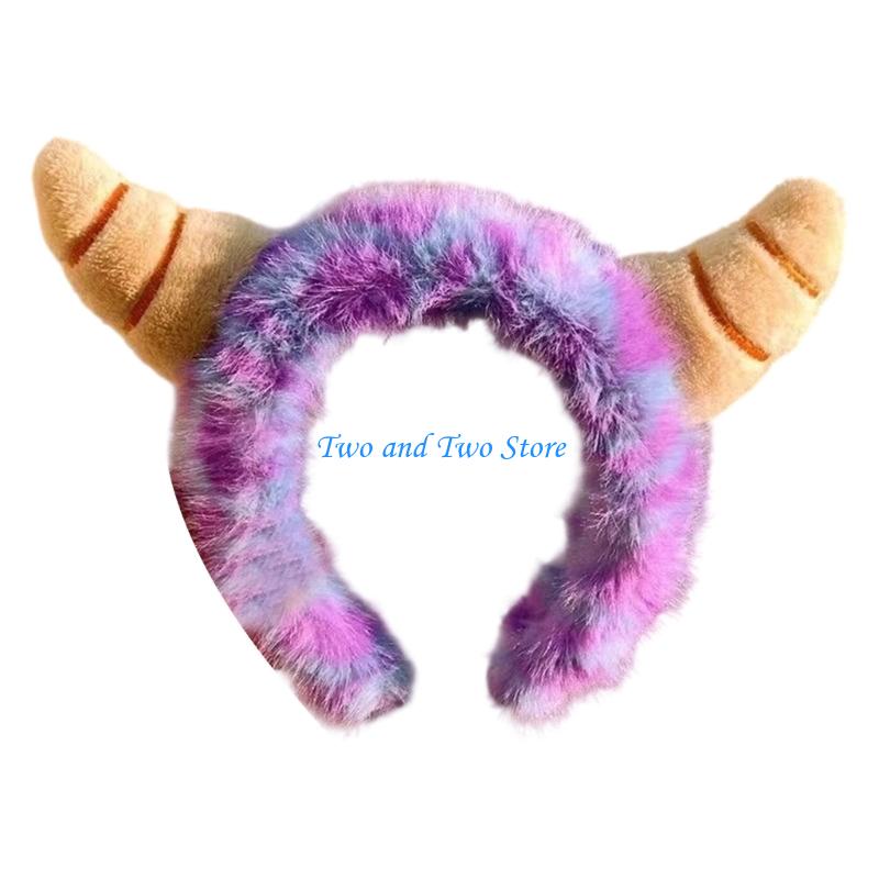 HX6F Stylish Anime Horn Hair Hoop Eye-catching Headpiece Cartoon Headwear for Stage Halloween Role Play Role Play