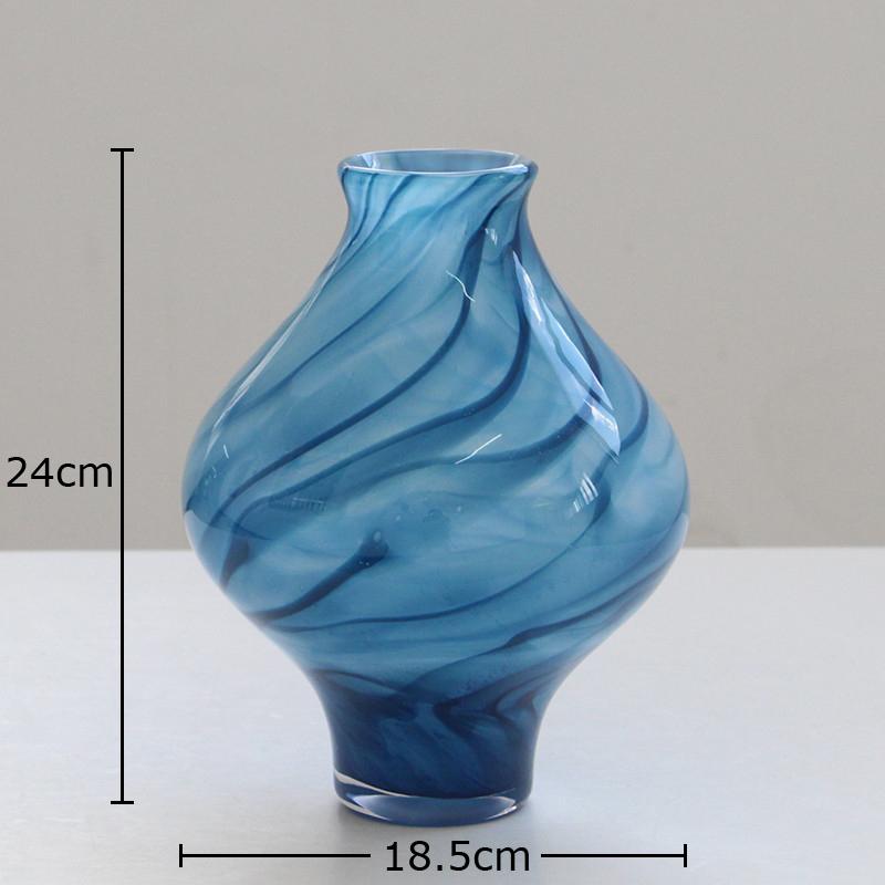 

Blue Sea Waves Painted Glass Vase Hydroponics Plant Pots Table Decoration Flowers Arrangement Floral Vases Room Aesthetic Decor синий