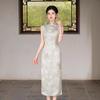 1011 summer new fashion improved young girl elegant new Chinese sleeveless long cheongsam slim and thin