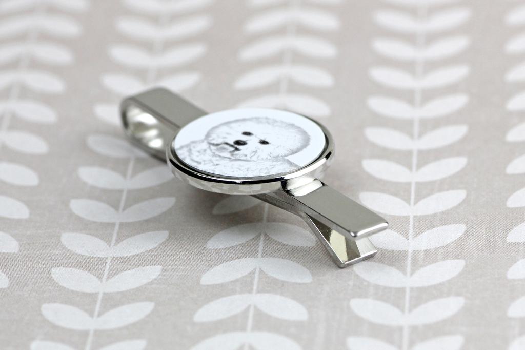 Bichon Frise, Bichon Tenerife, Bichon a Poil Frise - Tie Clip with a Dog, Personalized Tie Clip, a Unique Gift for a Man from the Art-Dog Brand