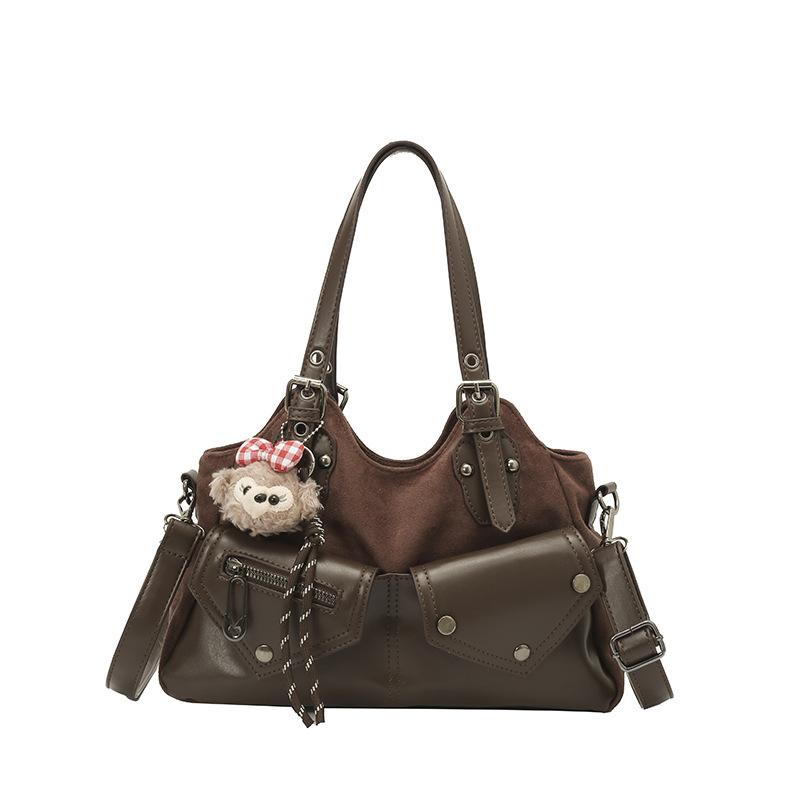 

Retro European and American large-capacity shoulder bag 2025 autumn new simple splicing fashionable high-value tote bag no pendant