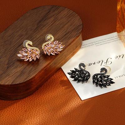 Eleganti Orecchini a Bottone a Forma di Cigno Vuoto - Gioielli per Orecchie Classici di Tendenza