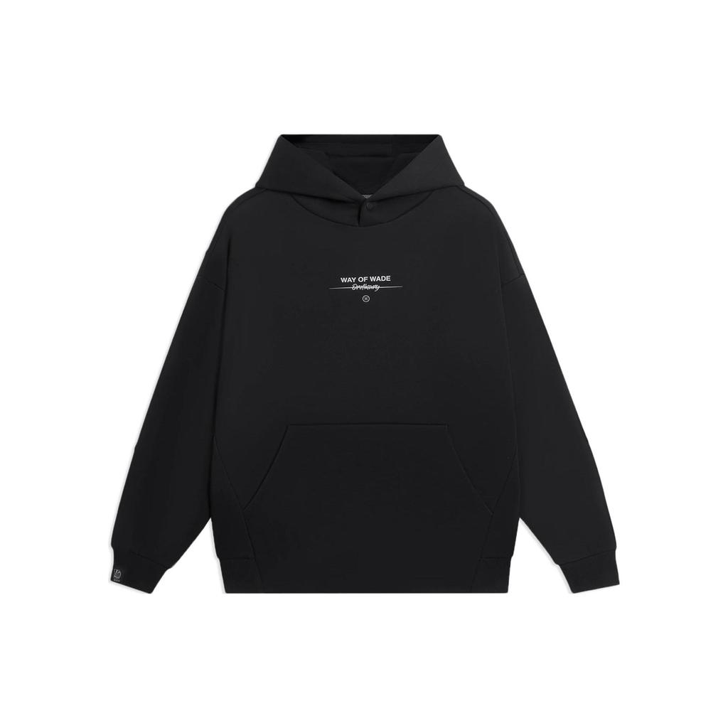 Li-Ning Wade Series Solid Color Letter Print Hoodie Long Sleeve Sweatshirt Unisex Tops Black AWDSC39-1