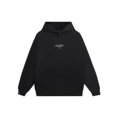 Li-Ning Wade Series Solid Color Letter Print Hoodie Long Sleeve Sweatshirt Unisex Tops Black AWDSC39-1