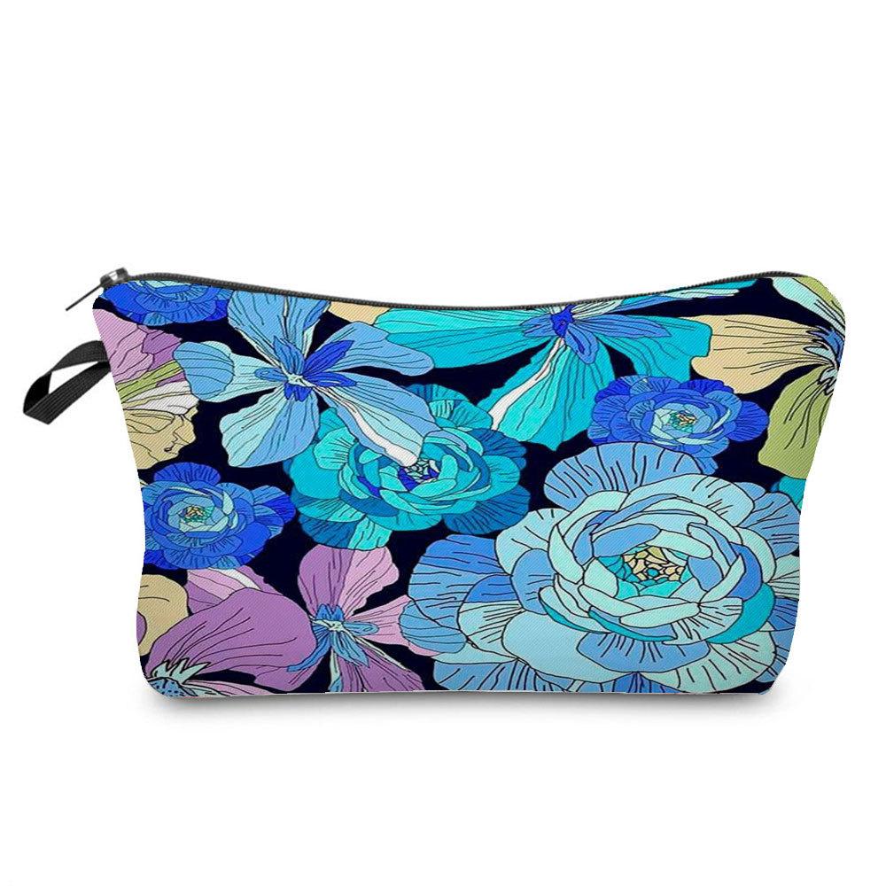 Women Flower Print Cosmetic Bag Toiletries Organize Travel Storage Case 6762 KTB