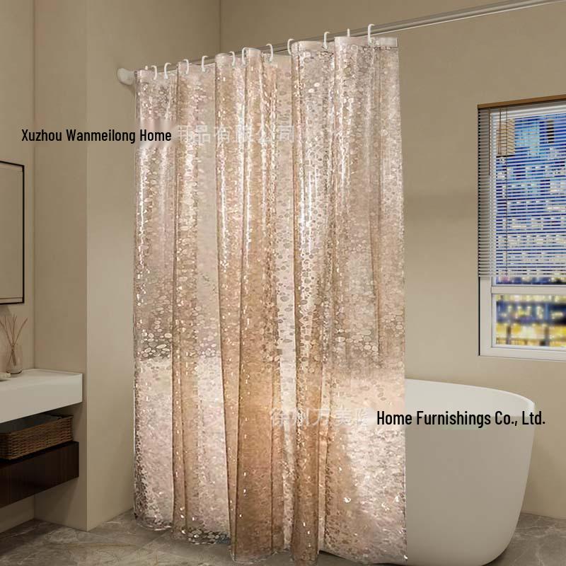 3D Water Cube Waterproof Mildew-Proof Bathroom Shower Curtain with Telescopic Rod