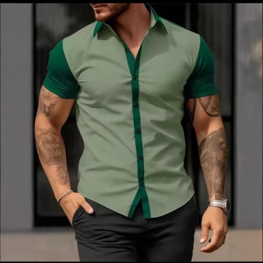 Men Short Sleeve Collared 3d Print Casual Shirt S