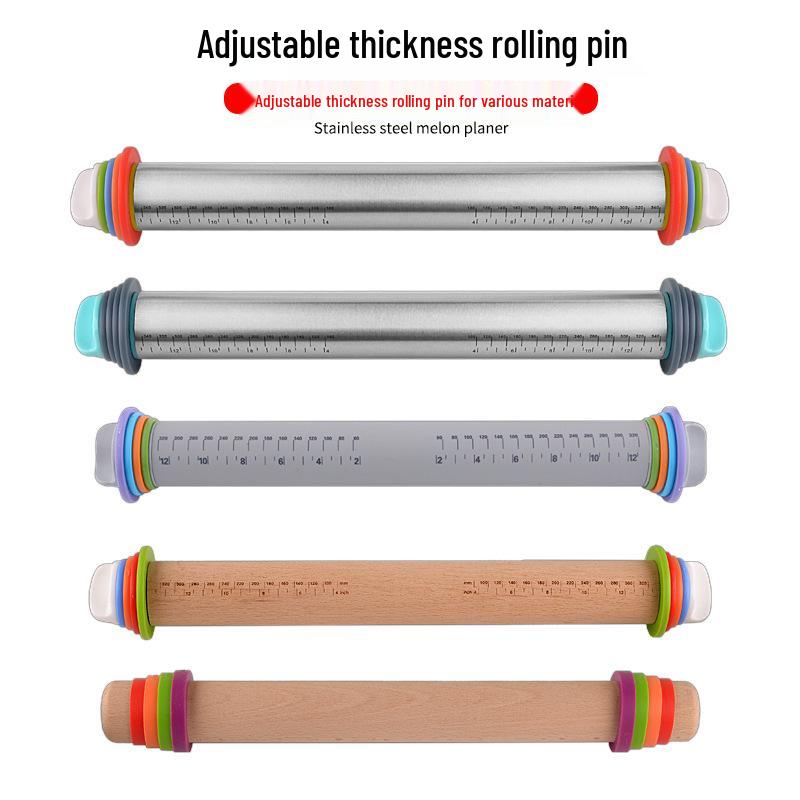 Adjustable Non-stick Stainless Steel Rolling Pin for Baking