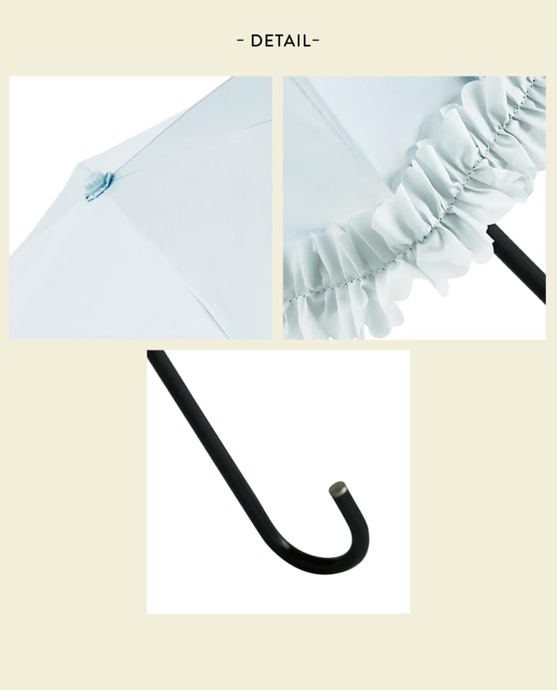 Because Folding Sun and Rain UV Light PU Heat Umbrella, Umbrella, Women's, Protection, Blocking, Ruffled, Cut, Mini, White, B-095657