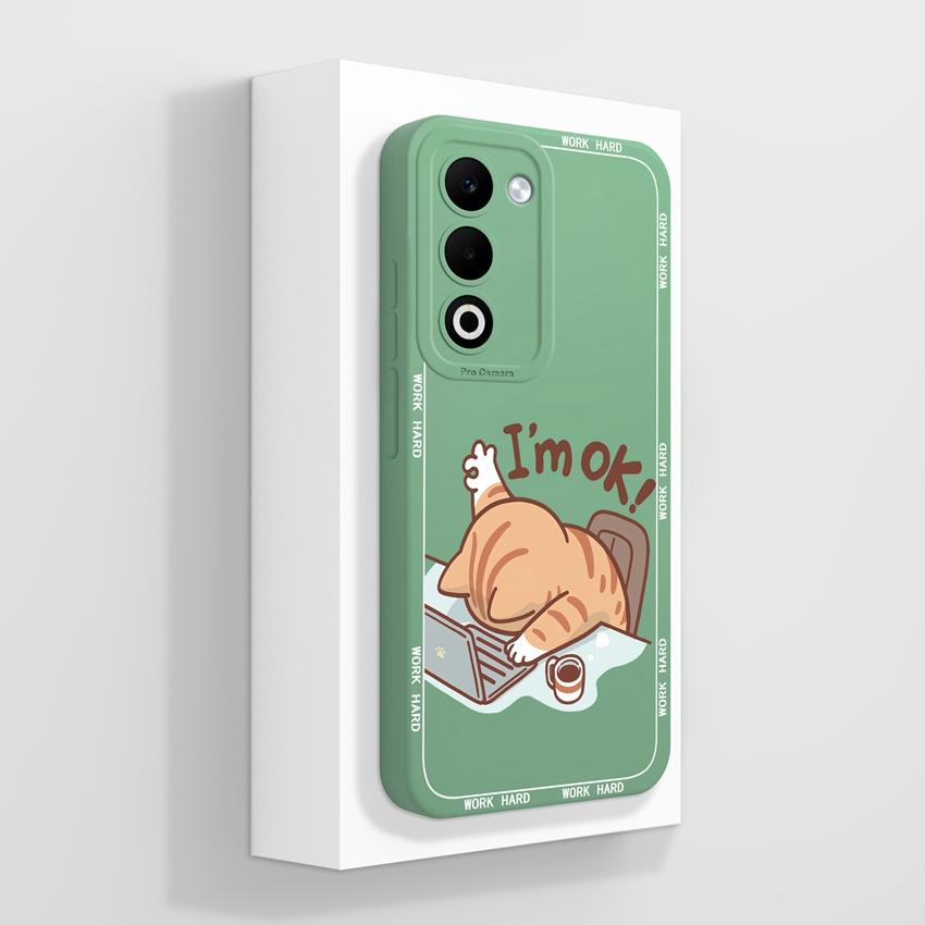 For Oppo A5 A5x A3x Realme C71 C75 Luxury Shockproof Phone Covers Cute Cartoon Cat Pattern Liquid Silicone Anti Slip Protective Shell For Oppo Housing