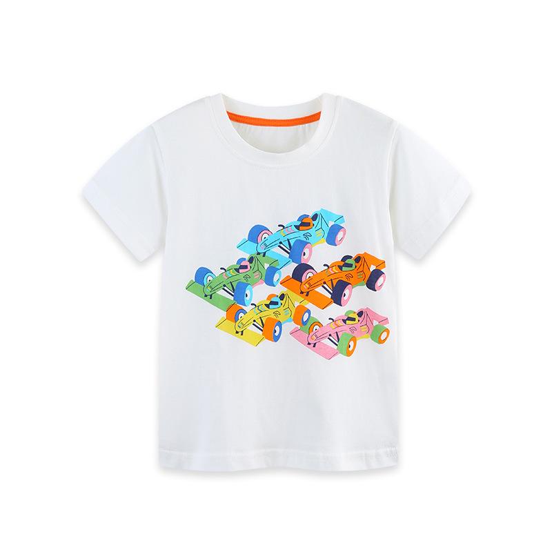 Summer Boys Cartoon Print T-Shirt - Short Sleeve Sportswear in European/American Style 5Y (115cm)