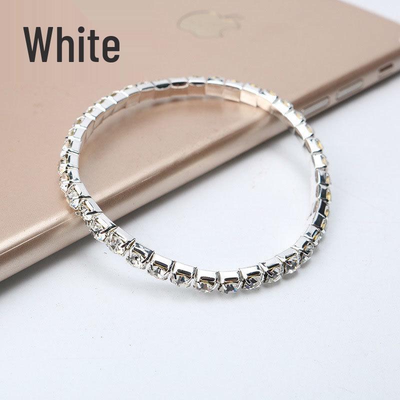 Trendy Multi-Color Diamond Single Row Elastic Bracelet for Women