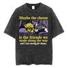 The Horrors Are Never Ending Yet I Remain Silly T-shirt Funny Japanese Style Frog Retro Washed T Shirt Men's Oversized Tees Tops