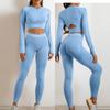 Women’s Seamless High Waist Leggings and Long Sleeve Crop Top Set Stretchy Workout Yoga Athletic Outfit