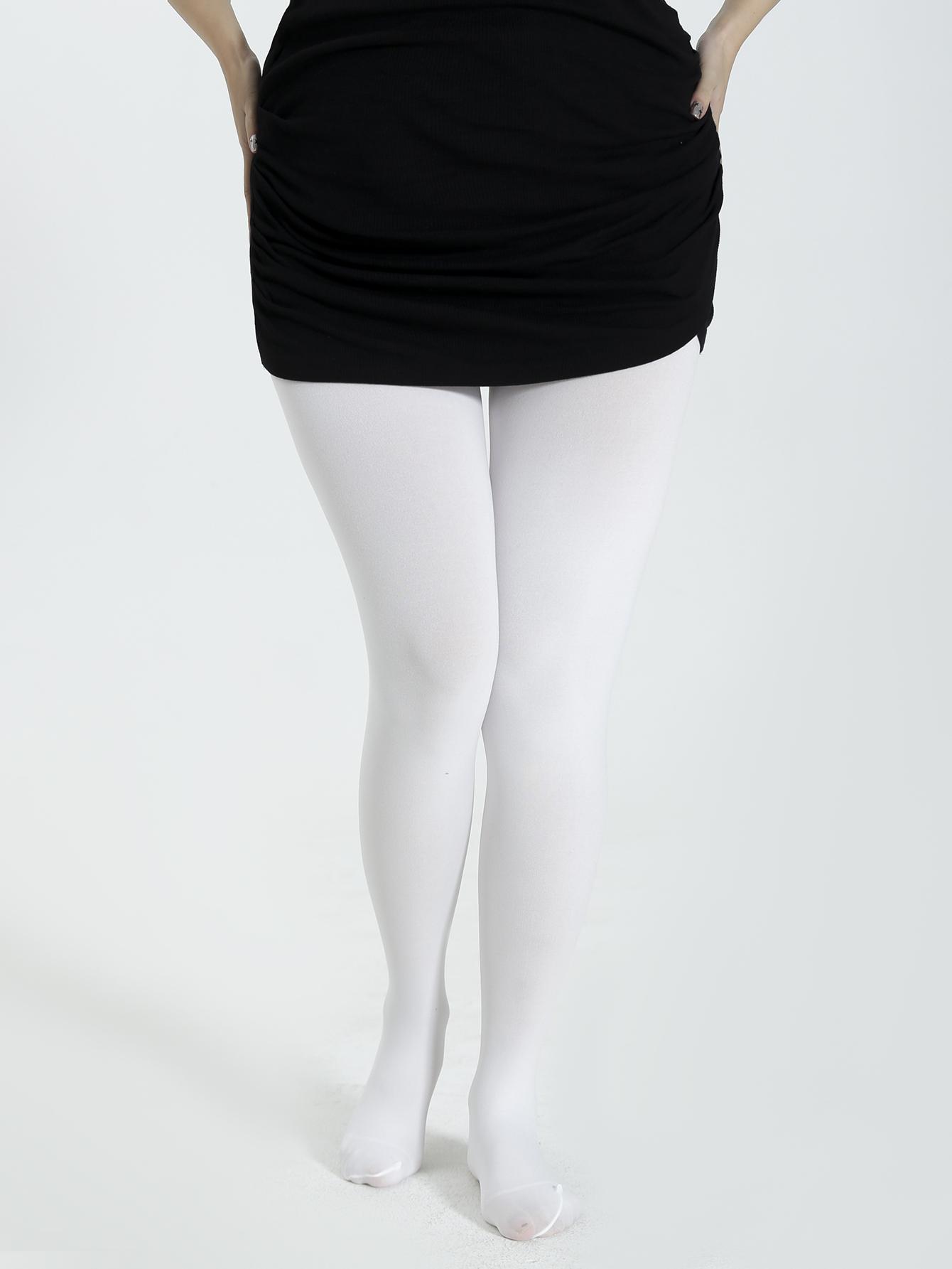 1 Pair Women Plus Size White Tights Stretchy Solid White Tights Pantyhose Stockings Women S Tights 1XL