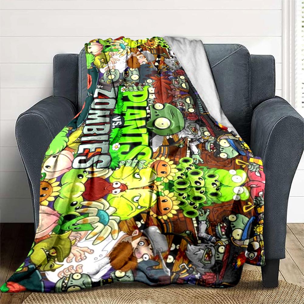 Plants Vs. Zombies Blanket Durable Comfort Great for Bedding Sofa Seaside Four Seasons Multipurpose Digital Print