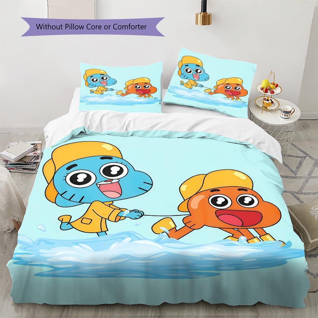 The Amazing World of Gumball2 Pattern Bedding Quilt Set Home Decoration Gift (1 * duvet cover + 2 * pillowcase without core)