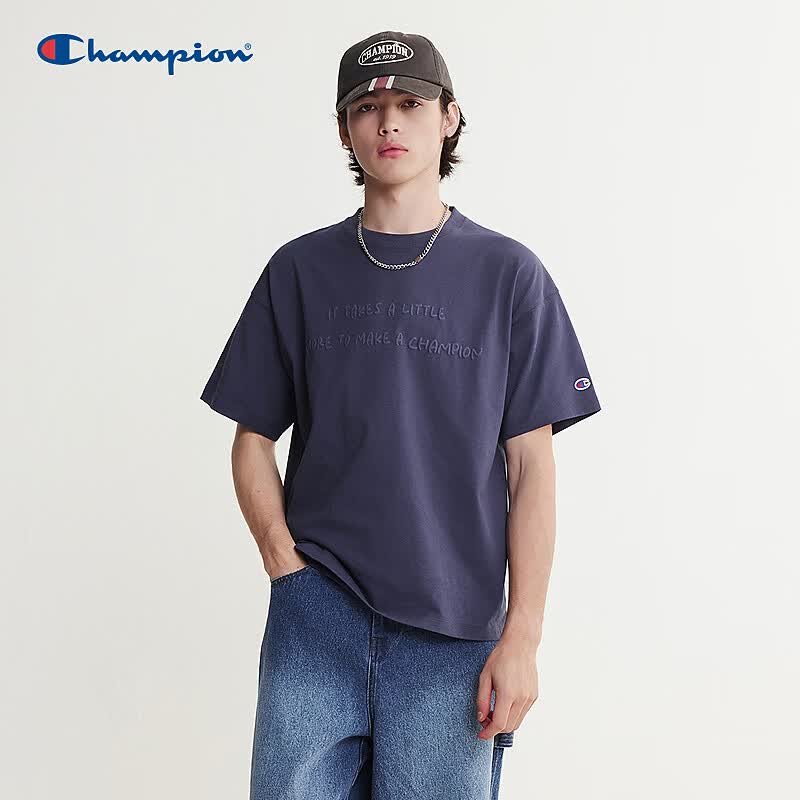 Champion Unisex 3D Letter Cotton Short-Sleeve T-Shirt
