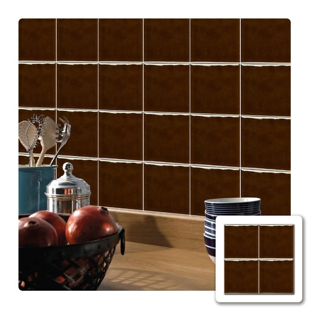 10Pcs Square Wall Stickers Solid Color Thickened Tile Stickers Retro Kitchen Wallpaper