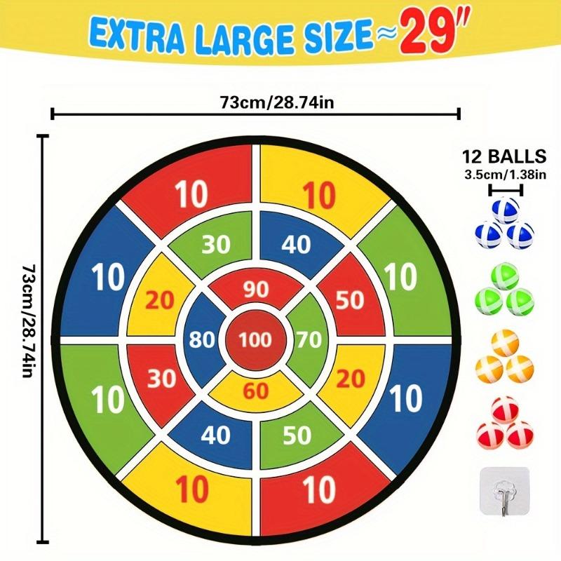 1SET Set Dartboard Mare pentru Tineret - Conține 12 săgeți colorate lipicioase pentru a îmbunătăți coordonarea ochi-mână și se pliază pentru portabilitate