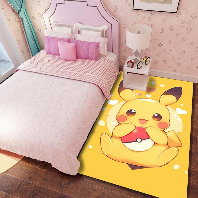 Pokémon Pikachu Print Non-Slip Home Decor Rug, Cute Cartoon Welcome Mat, Perfect Gift for Family and Friends.