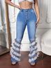 6935 European Style High Waist Micro Flare Denim Pants for Women