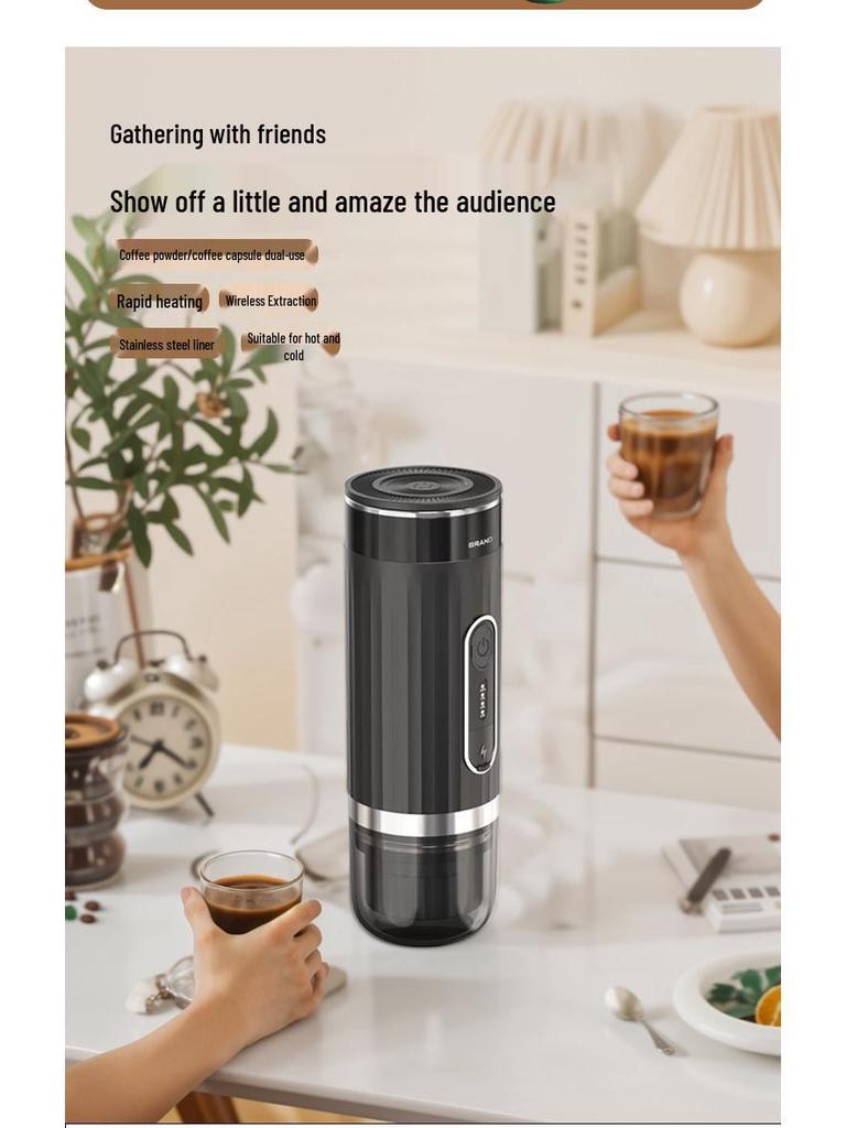 Přenosný bezdrátový kávovar na espresso do auta: Plně automatický italský kávovar na kapsle