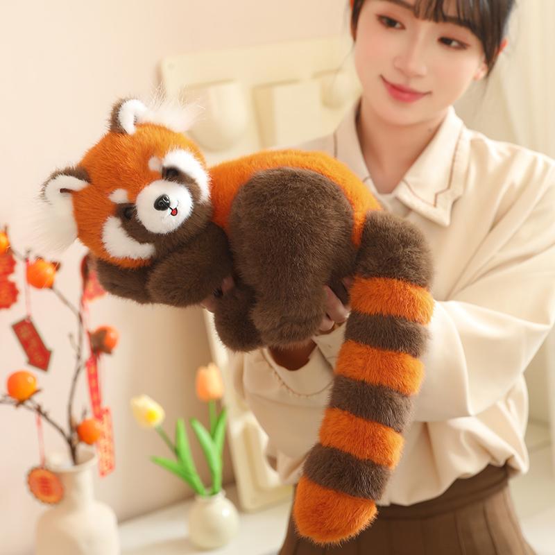 50~100cm Big Long Tail Red Panda Plush Toy Stuffed Cartoon Zoo Animal Plushie Sleeping Companion Gift