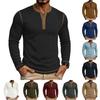 Men Color Block Long Sleeve Henley Collar Slim Fit Casual Base T Shirt