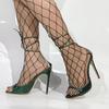 Fashion Green Snake Pattern Leather Women Sandals 2025 Summer Minimalist New Style Open Toe Ankle Strap Thih Heels Straight Strap Shoes