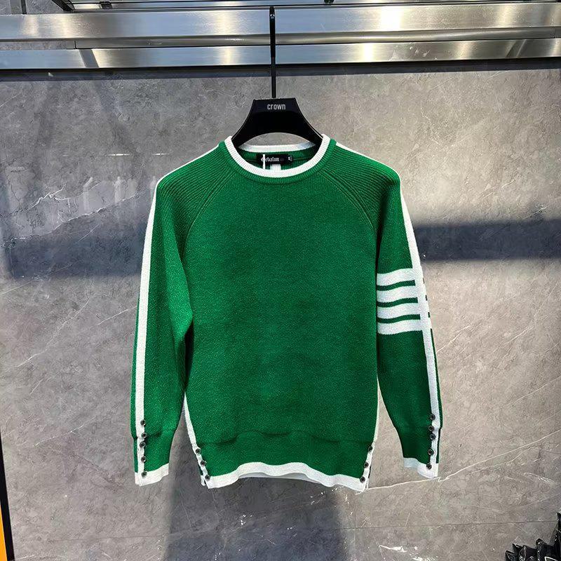 Pánský trendy pruhovaný svetr s dlouhým rukávem - Slim střih podzim/zima