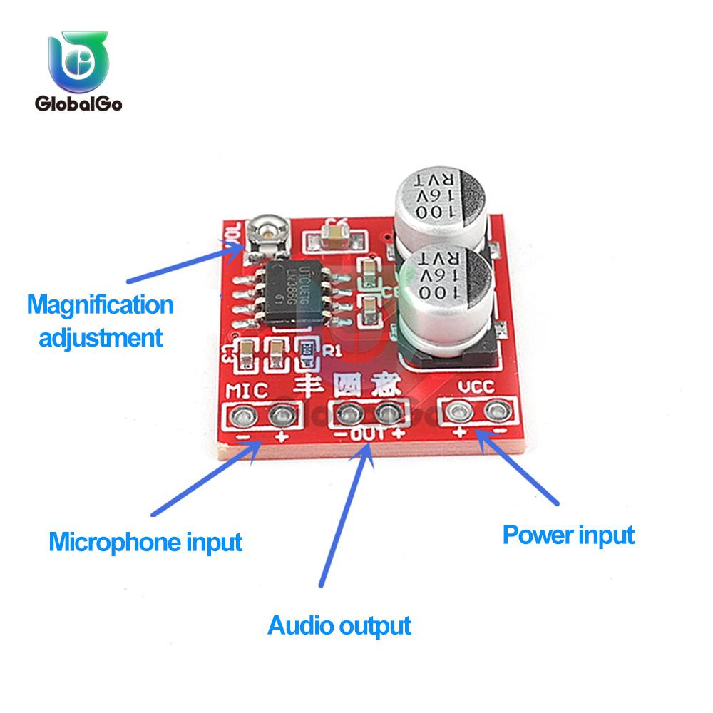 LM386 DC4-12V Electret Microphone Amplifier Board Microphone Pickup Module Can Drive Earphones And Small Power Speakers