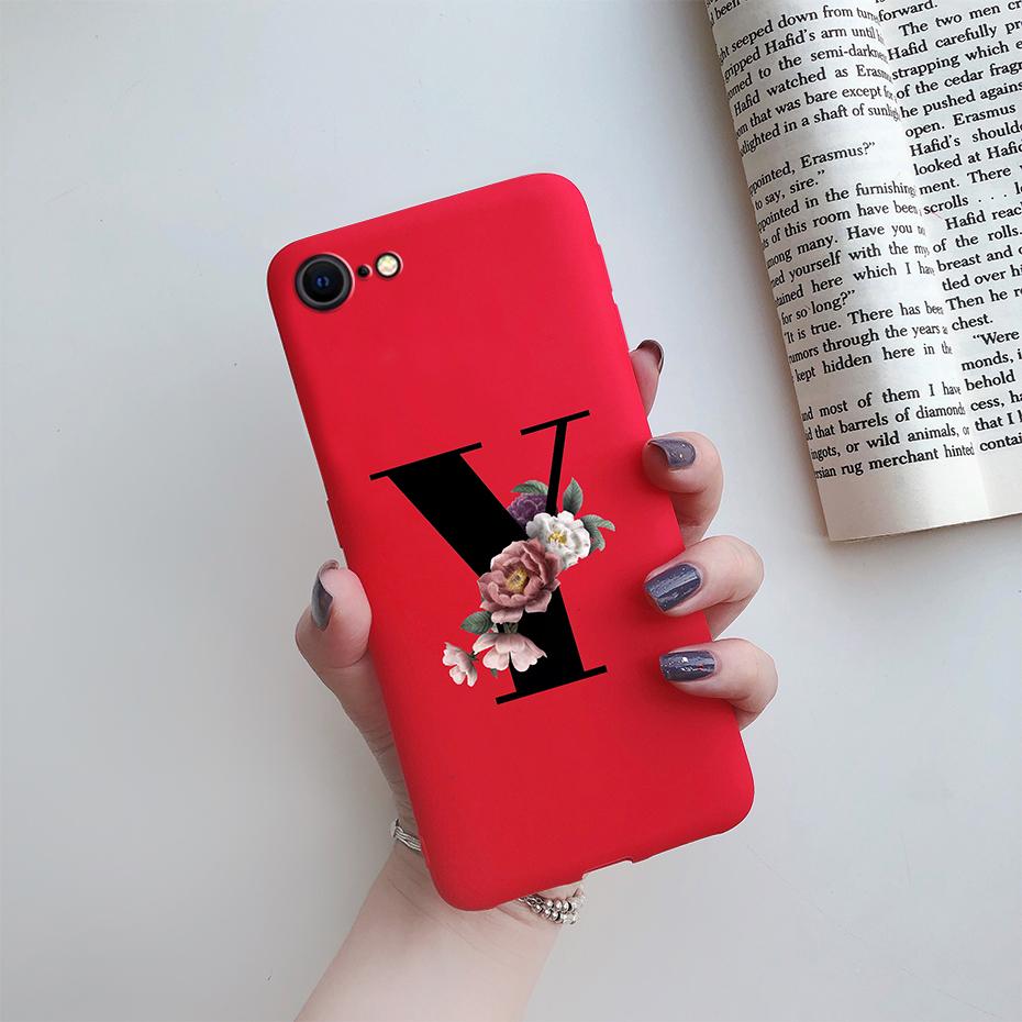 

For iPhone SE 2020 Cover Alphabet Letter Flower Silicone Phone Case Soft Fundas Coque for iPhone se 2020 6s 7 8 Plus Bumper Case iPhone 7 8 Plus