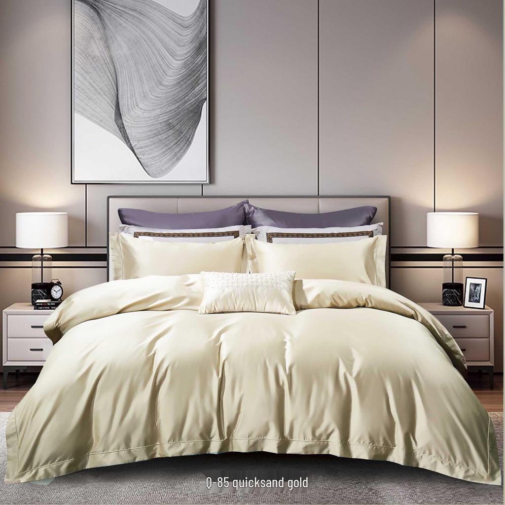 50S Pure Cotton Sateen Solid Color Brocade Fabric Duvet Cover & Bed Sheet Hotel Collection