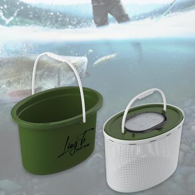 Fishing Bucket Live Fish Container Fine Mesh Lightweight Convenient Storage Barrel with Handle for