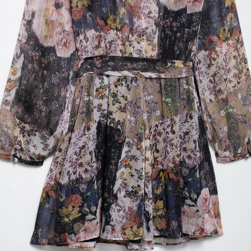 Kaslead New Women Clothes Western Style Fashion with Belt Print Mini Dress 2469117