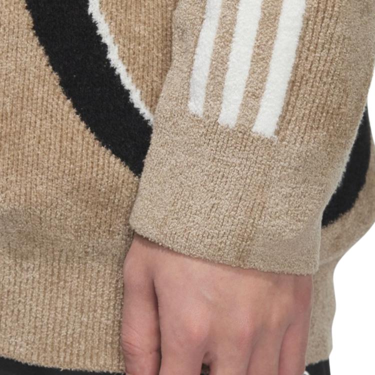 Adidas Originals FW24 Seria Klasyczna Wygodny Miękki Przyjazny dla Skóry Wszechstronny Sweter Dzianinowy Męski Sweter Khaki Brązowy JN3794