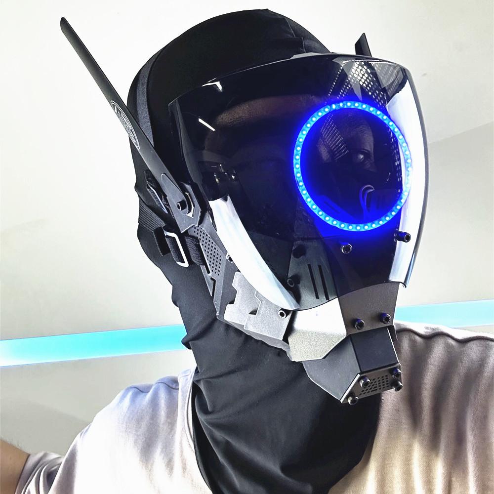 Cyber Punk Commander Cosplay Led Mask,DIY Detachable Punk Mask,Perfect for Halloween,Parties,Masquerade,and Music Festivals