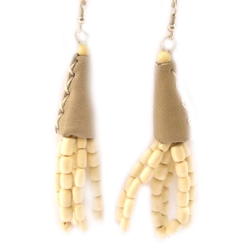 Les Trésors De Lily [L5157] - Designer Earrings 'Kilimanjaro' Beige