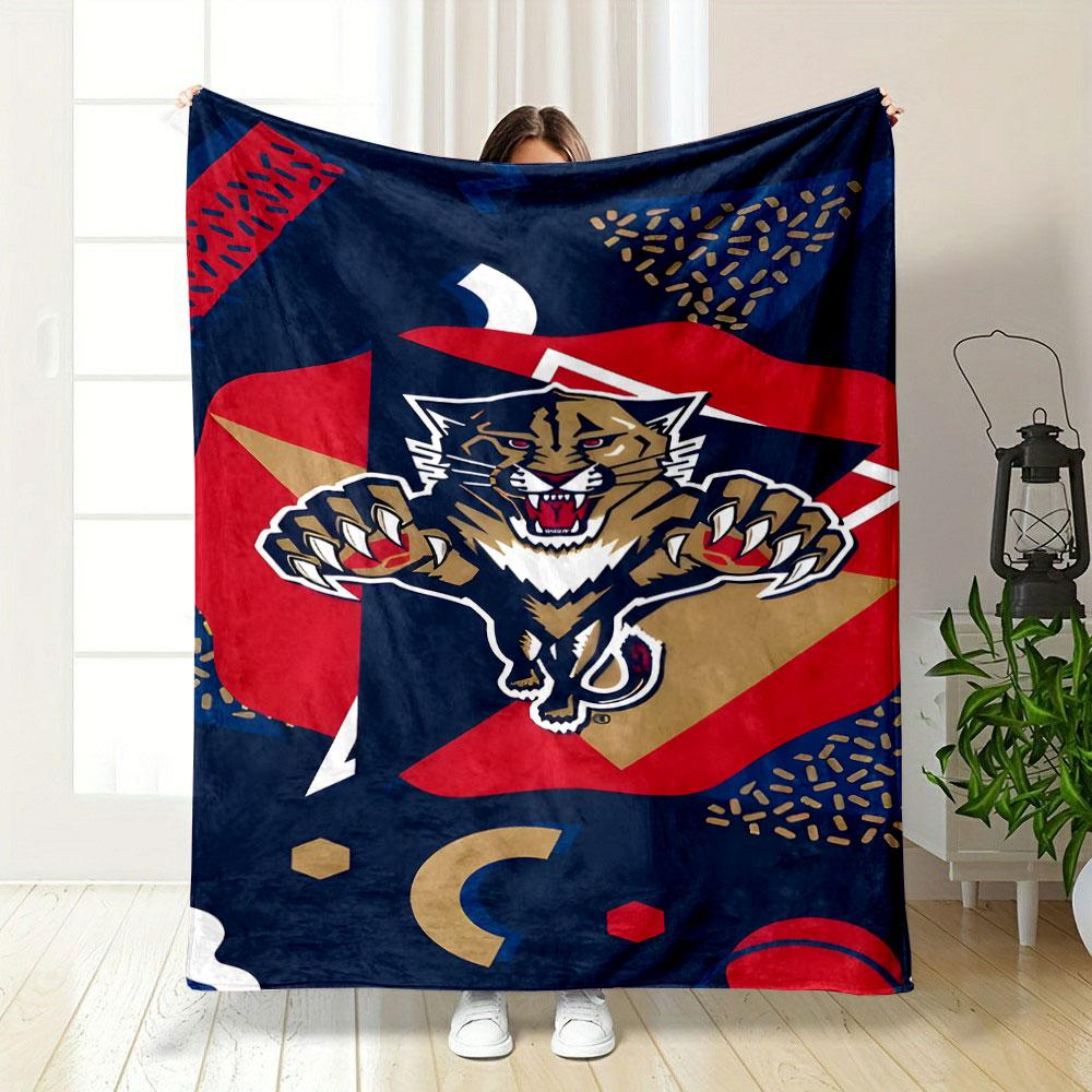 "Fierce Panther Graphic Blanket" Patterned blanket, flannel, suitable for all seasons, home decor, warm and cozy