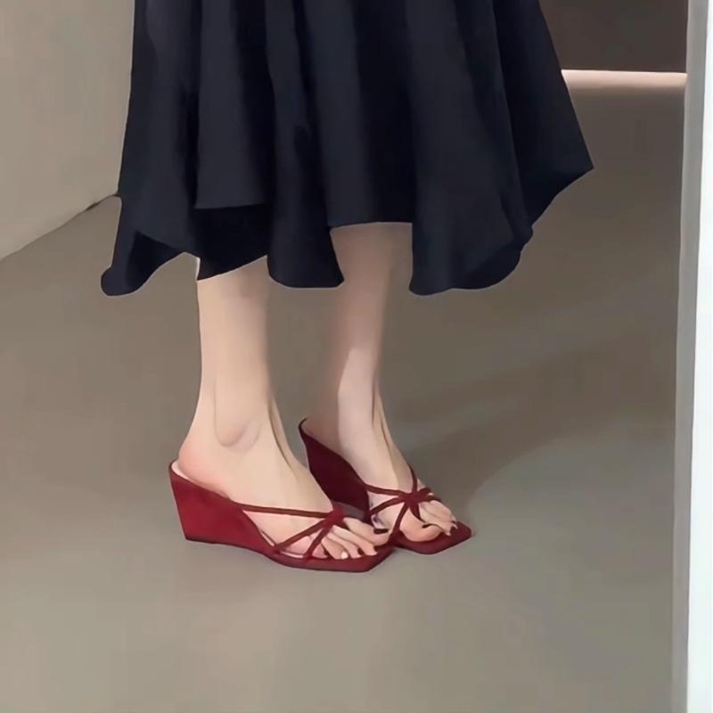 Fashion 2024 Summer Women's Shoes Temperament Slimming Lolita Ins Style Retro Bow Floral Wedge Heeled Luxury Sandals  Zapatillas Mujer