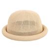 Raffia Weave Straw Sun Hat Short Brim Sun Visor Hat Elegant Roll Brim Hat  Spring Summer Season