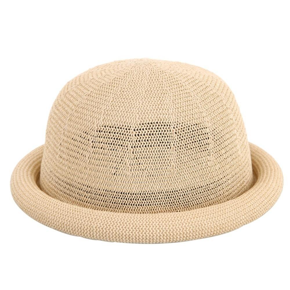 Raffia Weave Straw Sun Hat Short Brim Sun Visor Hat Elegant Roll Brim Hat  Spring Summer Season