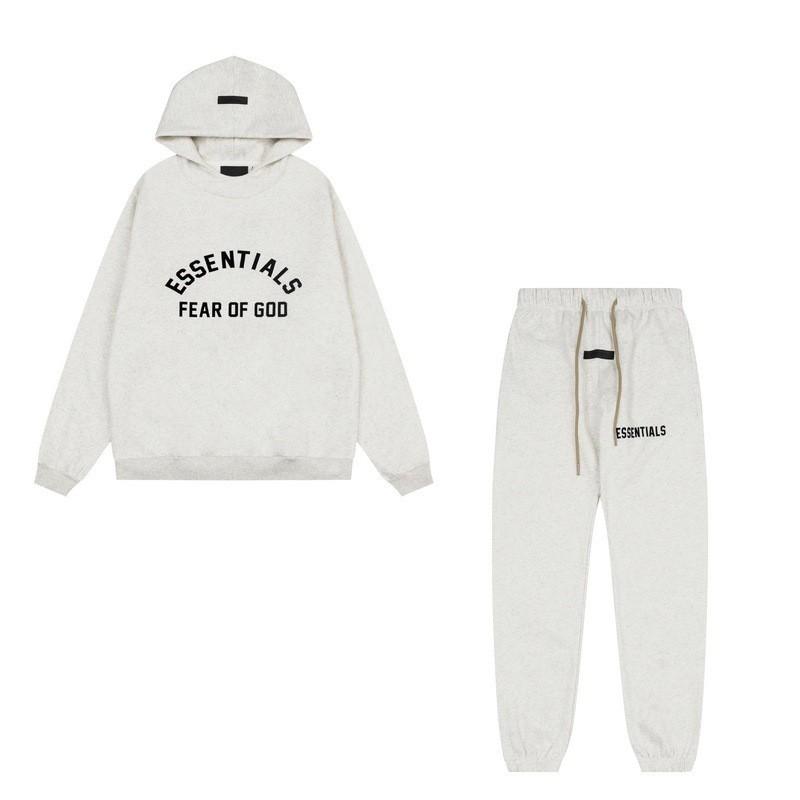 FEAR OF GOD ESSENTIALS Flocked Letter Hoodie Loose Fit Fleece Sweatshirt Youth Casual Wear