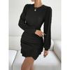 Tooxika 2024 New Sexy Slim Hip Fishtail Skirt OL Temperament Commuting Round Neck Long Sleeve Dress