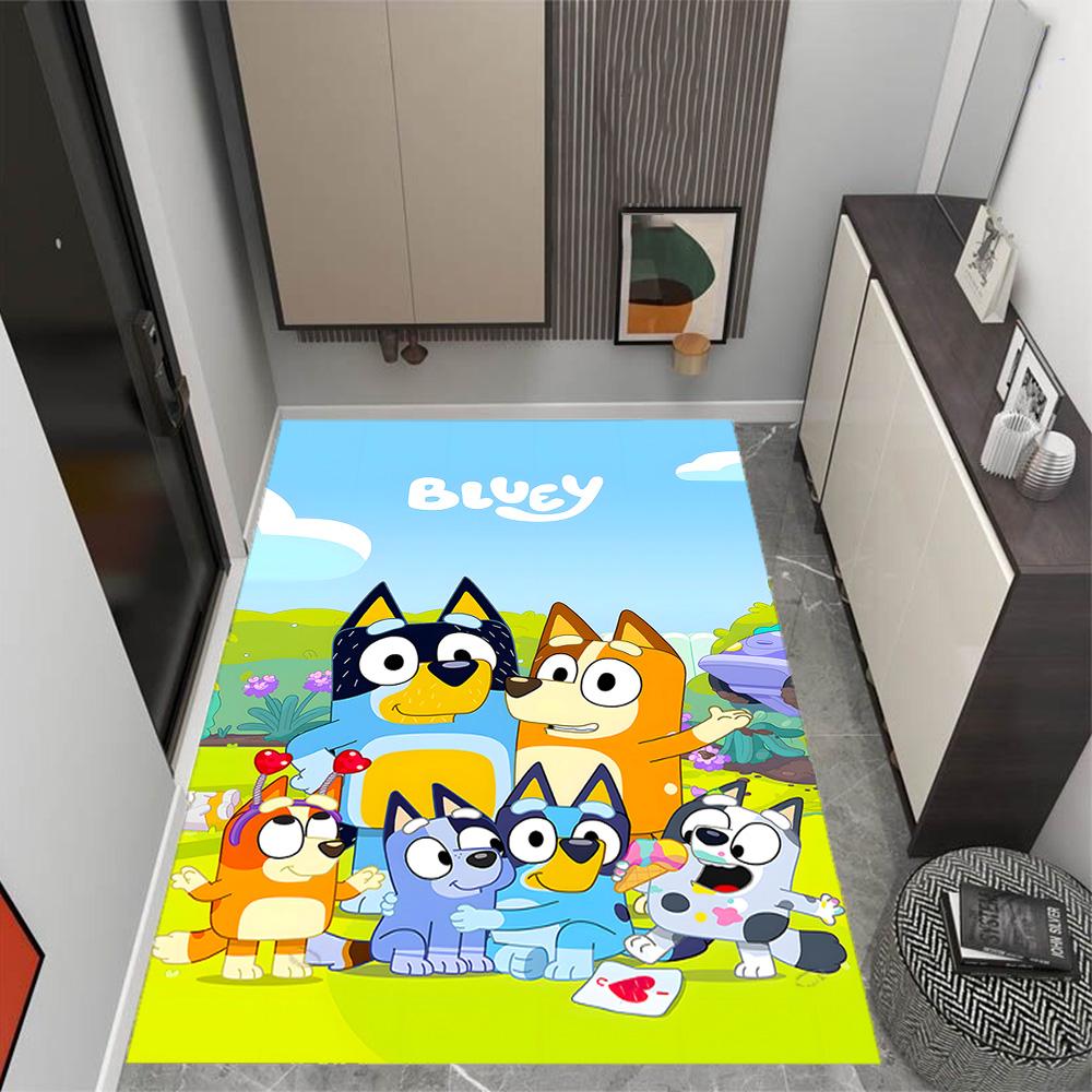 Tappeti Antiscivolo a Tema Bluey's Bus Adventure - Arredamento per la Casa in Poliestere, Adatti per Camere da Letto, Soggiorni, Ingressi, Studi e Decorazioni