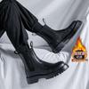 Chelsea Boots Herren Sommer Mid Boots Herren Schwarz High-Top Schuhe Britische Baumwollschuhe Aufgeraut Verdickt Martin Boots