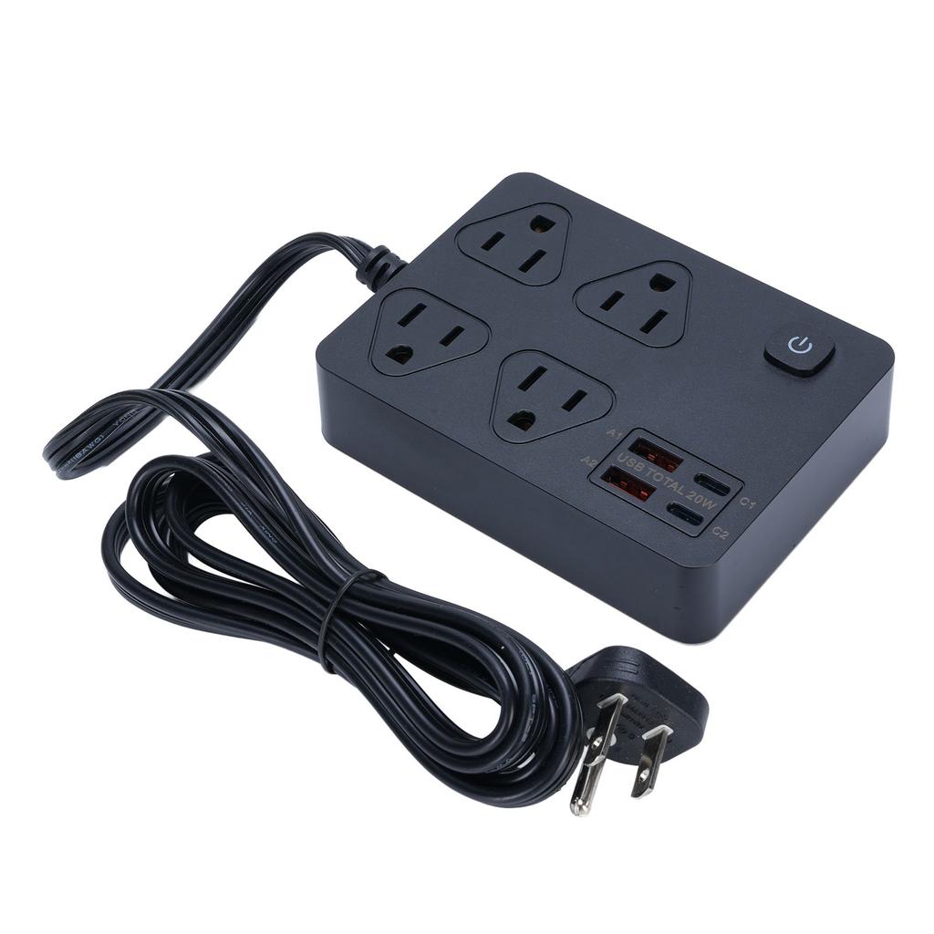 Ultraflache Steckdosenleiste Hohe Sicherheit Schnelllade-Steckdose Verlängerungsleiste mit 20W Typ-C 18W USB-Anschlüssen für