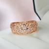 New  Rose Gold Rings For Women Natural Zircon Flower Ring Vintage Bride Wedding Fine Jewelry Party Gift
