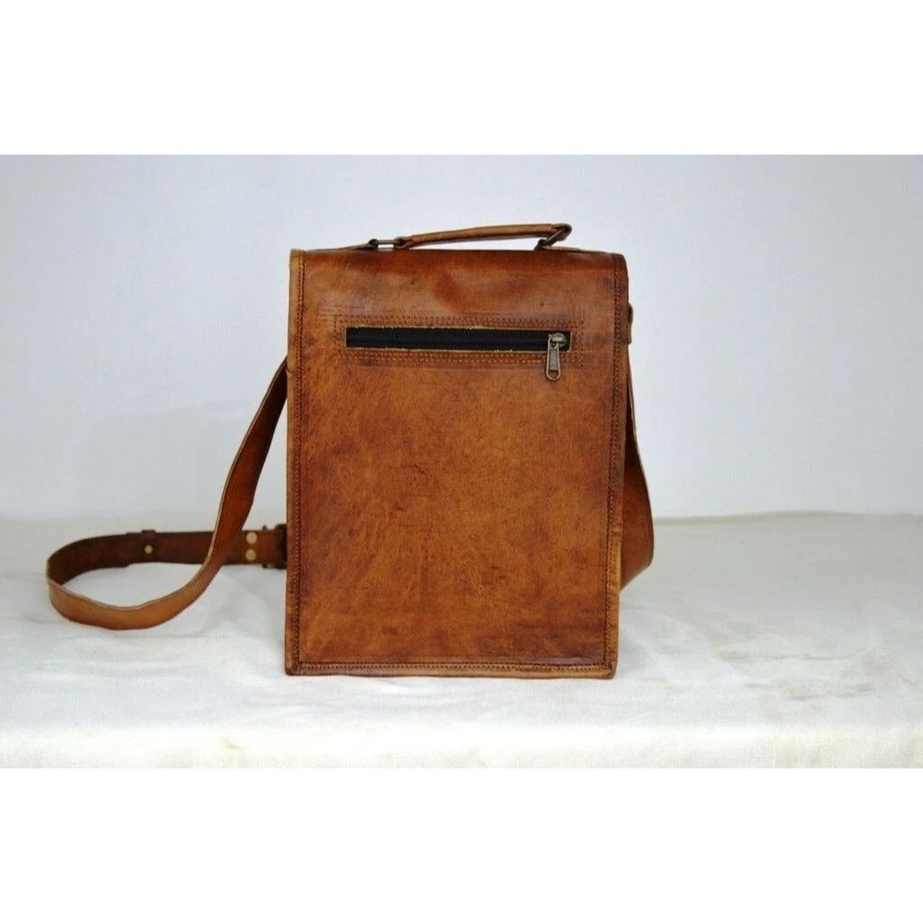 Leather Goat Vintage Messenger Bag Brown Men's Genuine Satchel Real Laptop New